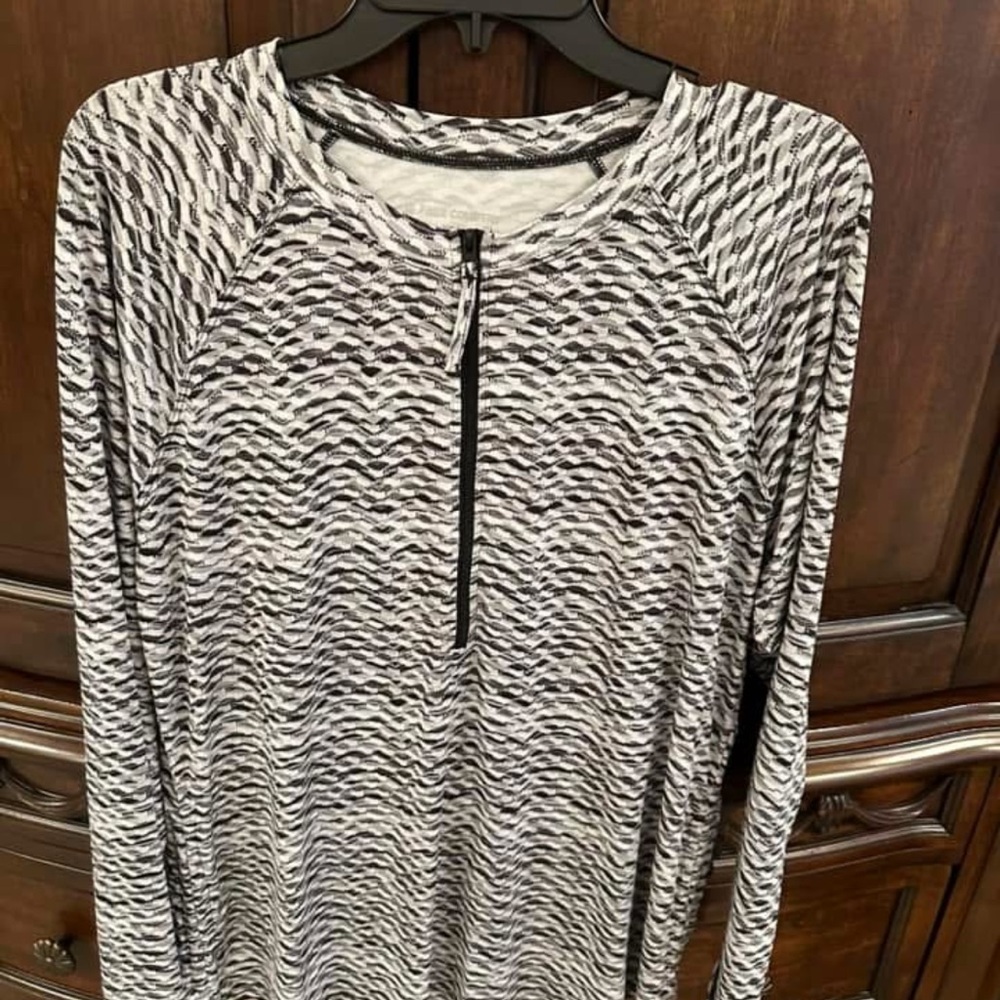 Activewear ladies long sleeve half zip with side ties top